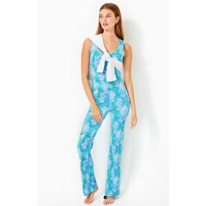 NWT Lilly Pulitzer UPF 50+ Luxletic Carpe Vita Flare Jumpsuit Size Large